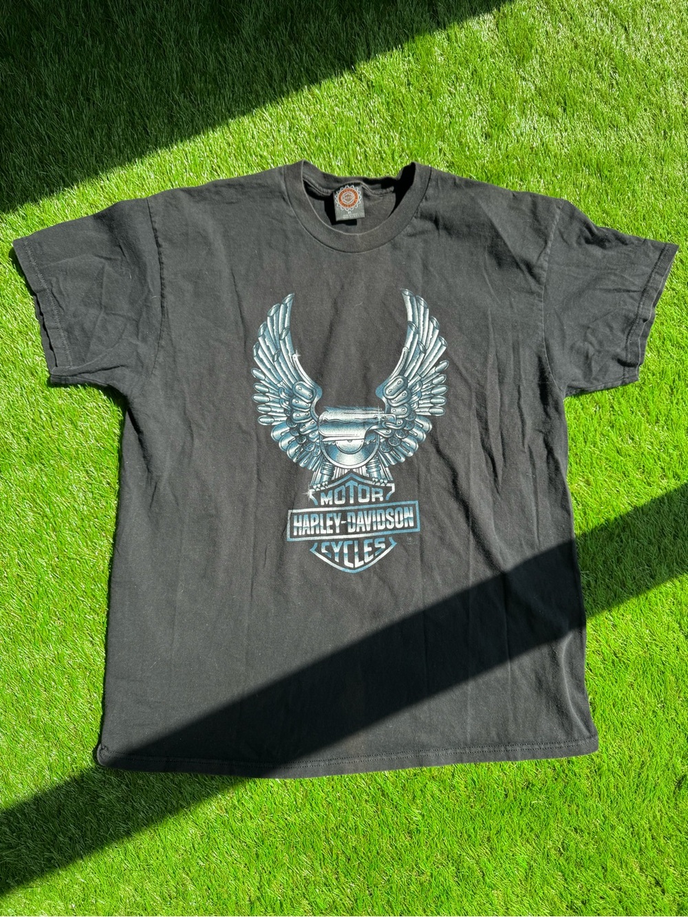 Harley-Davidson Black T-Shirt with Silver Winged Engine Graphic